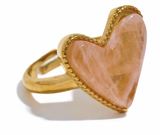 Coloured Heart Shaped Open Ring.